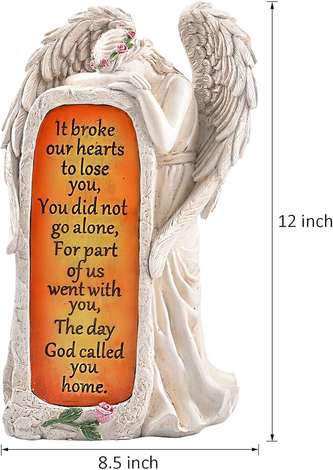 Angel Garden Statues Outdoor Decor, Solar Angel Figurines Lights for Garden Decoration Yard Art Memorial Gifts for Loss of Loved One