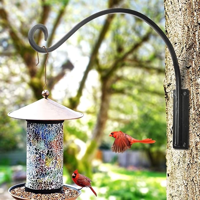 Qiang Ni Heavy-Duty Plant Hanger Outdoor: 16-Inch Hanging Plant Hooks for Outside Baskets - 2 Pieces Wall Mount Plant Bracket for Bird Feeder