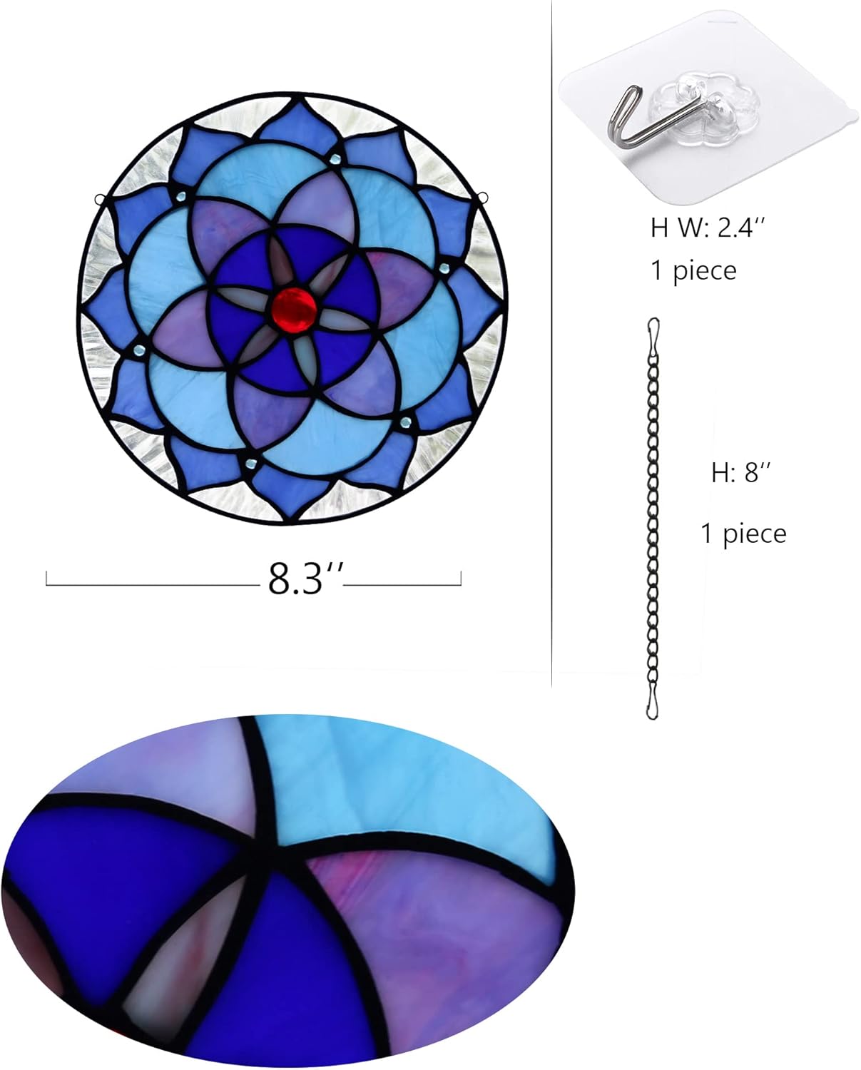 Flower of Life Decor Stained Glass Window Hanging,Sacred Geometry Spiritual Gift for Mom on Thanksgiving Day,Christmas,Mother's Day