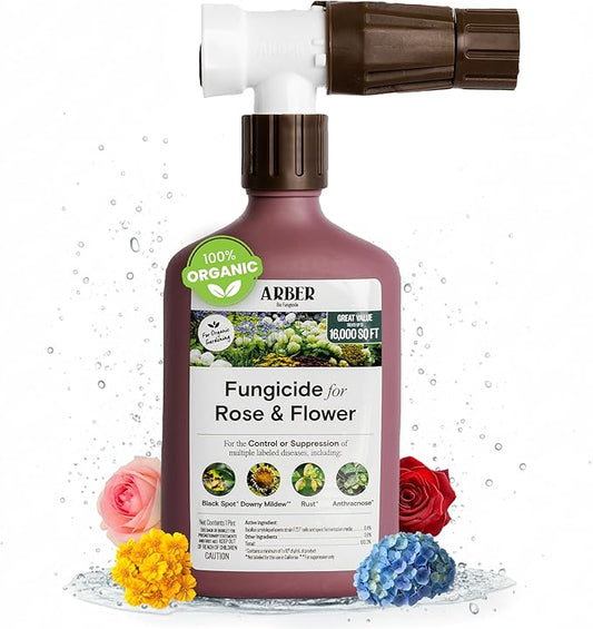 Organic Fungicide for Rose & Flower | 16oz Ready-to-Spray | Controls Powdery Mildew, Black Spot, and Blight | Safe for Organic Gardening