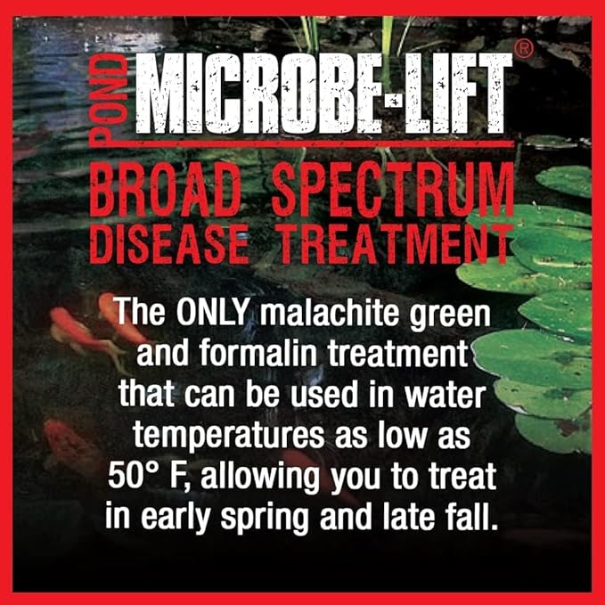 MICROBE-LIFT BSDTG1 Broad Spectrum Disease Treatment for Ponds and Outdoor Water Gardens, for Live Koi Fish, Goldfish, Plants, and Decor, 1 Gallon