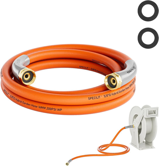 Garden Water Hose 10 ft x 5/8 in with Female to Female Connector, Small Leader Hose for Hose Reel, Heavy Duty, Flexible & Lightweight, Water Pipe, Outdoor Water Hose Extension Adapter