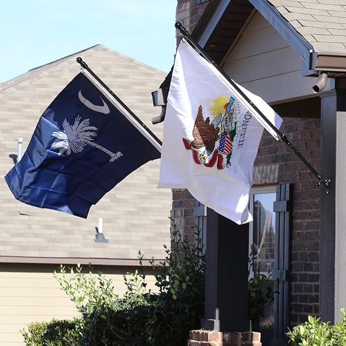TOPFLAGS Illinois Flag 4x6 Ft IL State Flags Embroidered Heavy Duty for Outdoor with 2 Brass Grommets 4 Stitching Rows Vivid Color Sewn Stripes