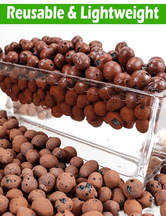 TOYPOPOR Leca Clay Pebbles for Plants, (6 Quarts) Leca Balls, Lightweight Clay Ball, Potting Mix, Grow Media Used for Drainage, Decoration, Aquaponics, Hydroponics and Other Gardening Essentials