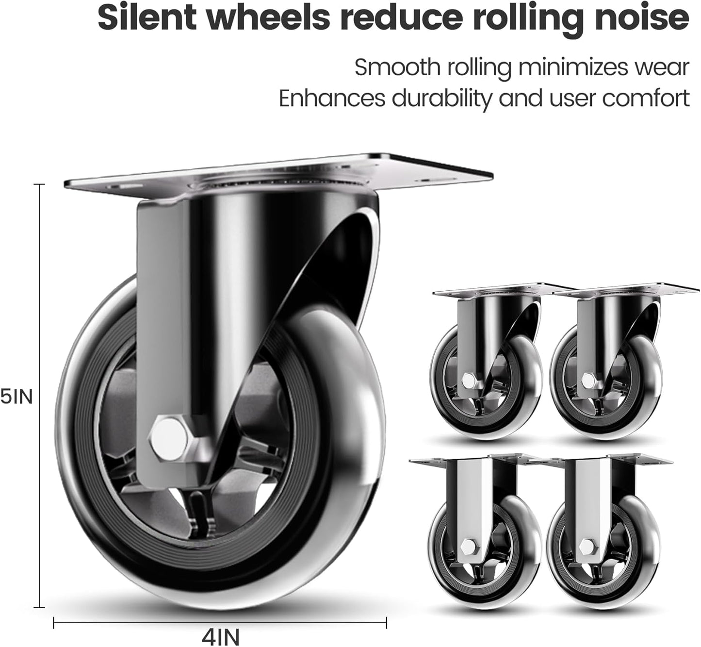 Upgraded Foldable Push Cart Dolly | 560 lbs.Capacity Moving Platform Hand Truck | Foldable for Easy Storage | 4'' PU 360 Degree Swivel Silent Wheel-Black