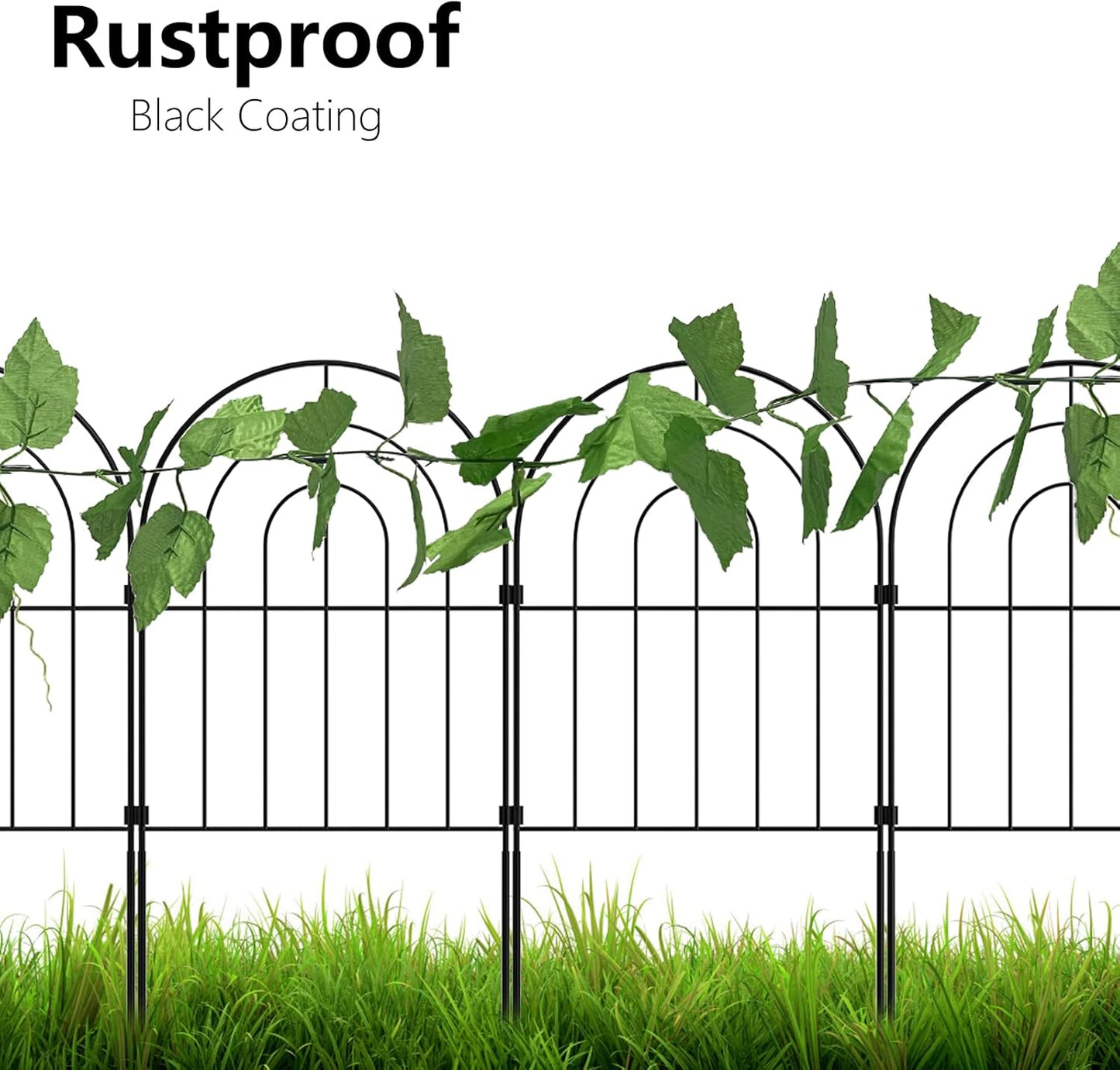 Decorative Garden Fence 20 Pack, Total 20ft(L) x 24in (H) No Dig Rustproof Metal Wire Fencing Border Animal Barrier, Flower Edging for Landscape Patio Yard Outdoor Decor, with 32ft Leaves