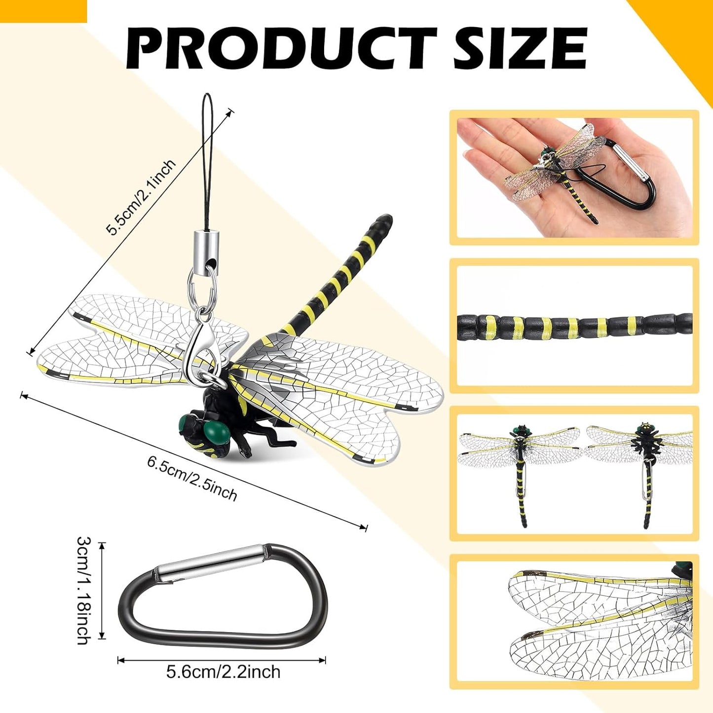 Qualirey 2pcs Dragonfly Hat Clip 2.2inch Realistic Dragonfly Clip with Hook Attach to Backpack Hat Keychain for Indoor Yard Garden Plant Decor