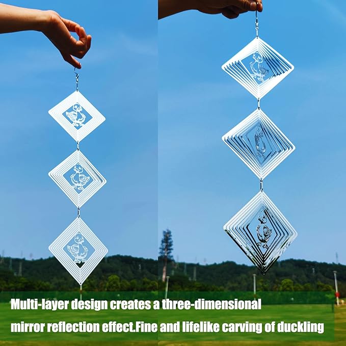 Bird Deterrents for Outside, Reflective Stainless Steel Wind Spinner, Ducks Wind Spinners Outdoor Garden Decor, Bird Scare Devices to Keep Woodpeckers, Pigeons Away from Your House, Patio, Orchards