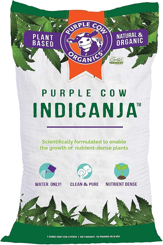 Purple Cow Organics IndiCanja 1 Cubic Foot Bag, Organic Living Soil, Clean & Natural Plant Based Water Only Super Soil for Professional Indoor & Outdoor Growers