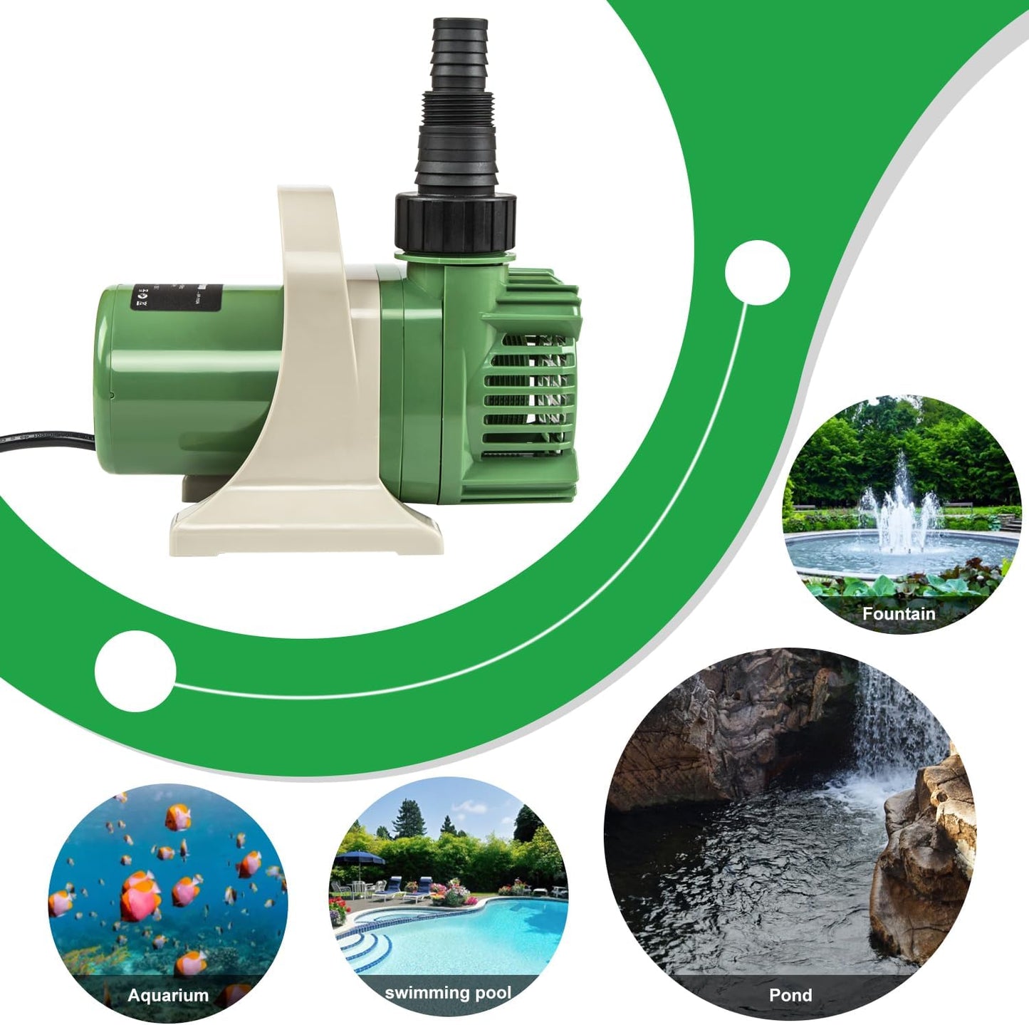 Prostormer 1/10HP Submersible Pond Pump, 3300GPH High Flow Water Pump with 9ft Lift Height, Garden Pumps, for Ponds, Fountains, Waterfalls, Hydroponics, Fish Tanks, Indoor & Outdoor Use