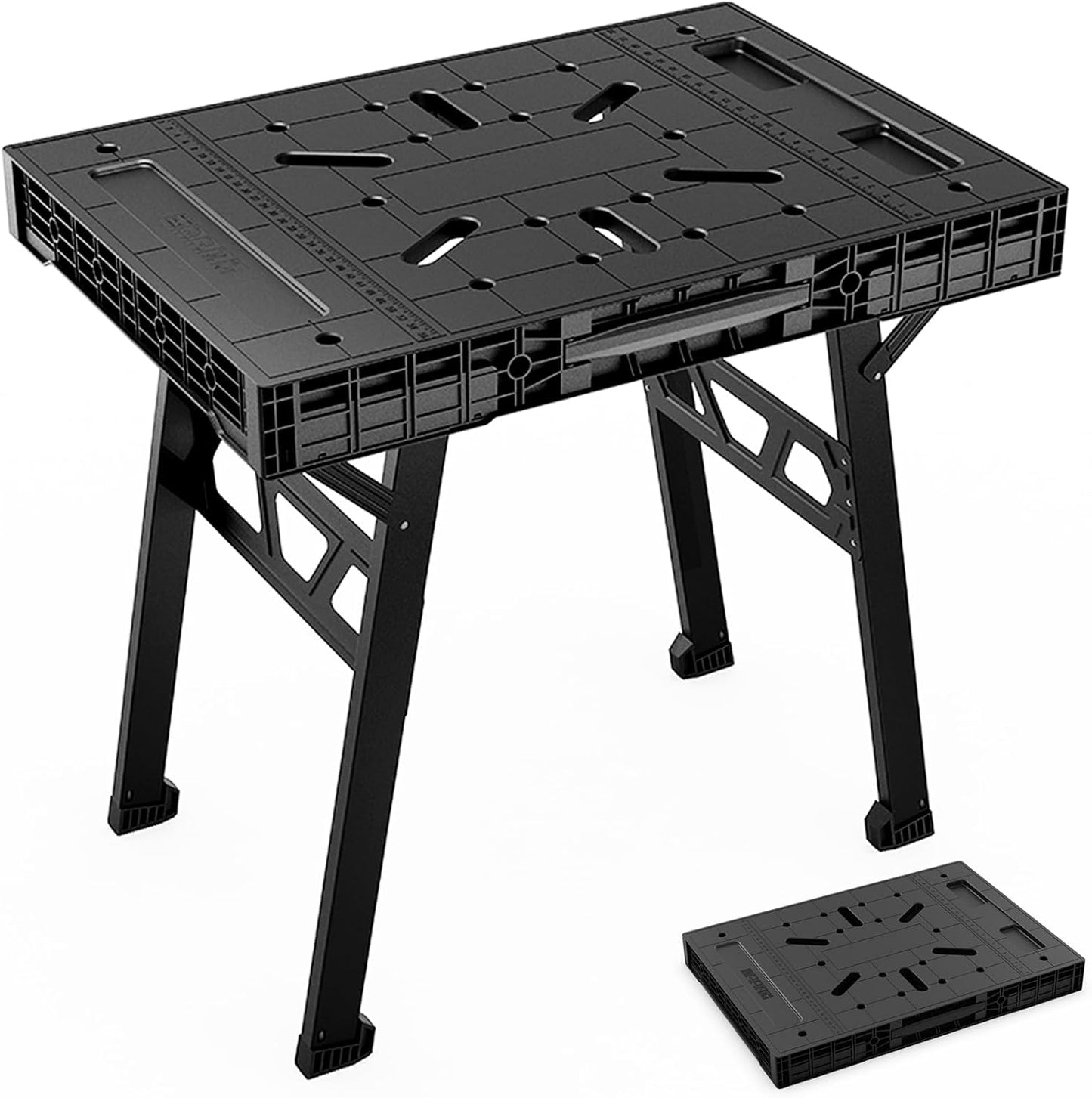 Foldable Work Bench,Easy Step Protable Work Table,34" W x 25" D x 31" H Lightweight Workbench wih 1650LBS,Work Benches for Garage,Work Bench Suitable for Garage,Workshop and Home (Black)