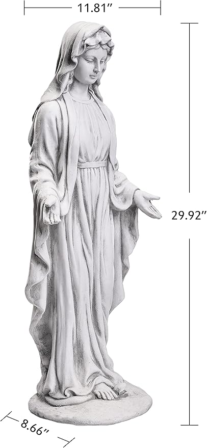 TOETOL Virgin Mary 29.9 Inch Outdoor Statue Religious Blessed Mother Garden Decor Statues Catholic Mother Mary Yard Patio Deck Home Entryway Hallway Sculpture