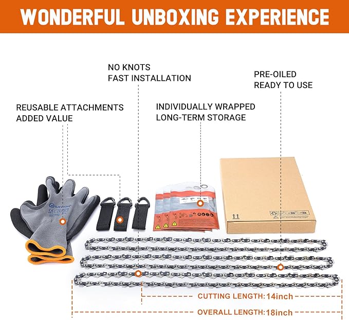 Savior 61PMM3 50 14 Inch Chainsaw Chain, 3/8" LP Pitch, 043" Gauge, 50 Drive Links Replace 36100050050 R50 Chainsaw Chain for 14-Inch Guide Bars, Fits MS170 MS171 MS180 MS181 MS193T MS194T (3 Pack)