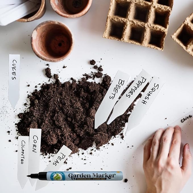 6 Pack Garden Marker Pen Permanent Markers Black (UV Fade Resistant Marker Pens for Plant Markers Garden Markers Waterproof Pen Black Markers Outdoor Marker for Garden Plant Label 0.8mm)