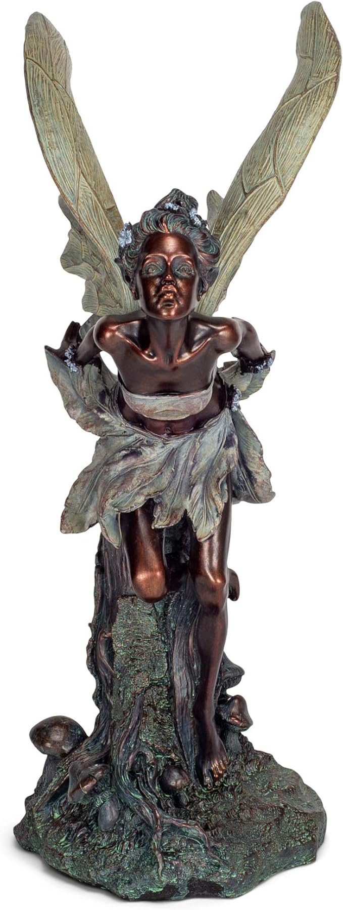 Lovely Kissing Fairy Bronze Tone 19.75 Inches Polyresin Outdoor Garden Statue