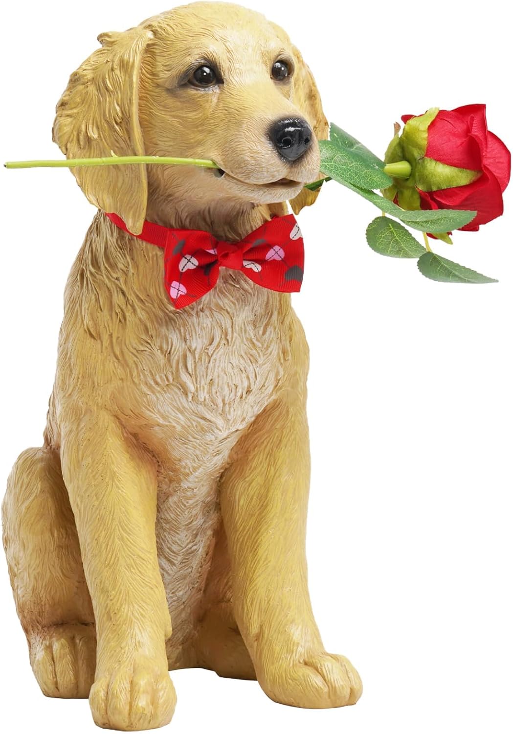 Dog Valentine Day Decorations Outside - Puppy Rose Statues for Garden Decor, Valentine's Day Gifts Garden Statues for Outdoor Patio Balcony Yard, Unique Golden Retriever Gifts for Women 11x5.5x13IN