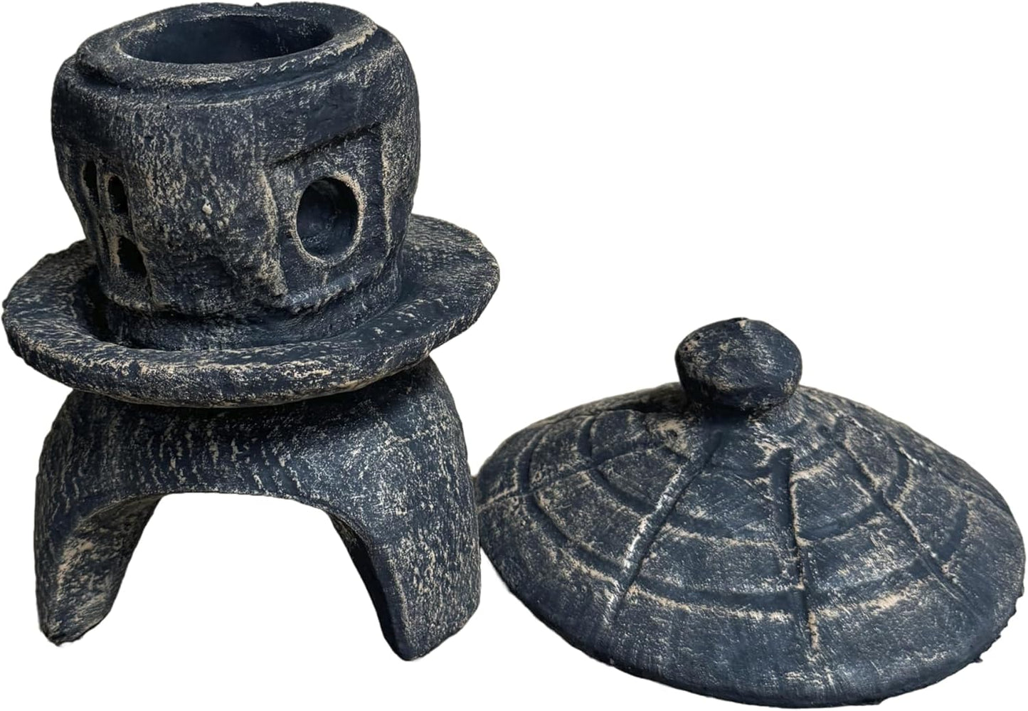 Solid Rock Stoneworks Small Round Concrete Pagoda Statue for Garden, Japanese/Chinese/Asian Style- Autumn Brown Color