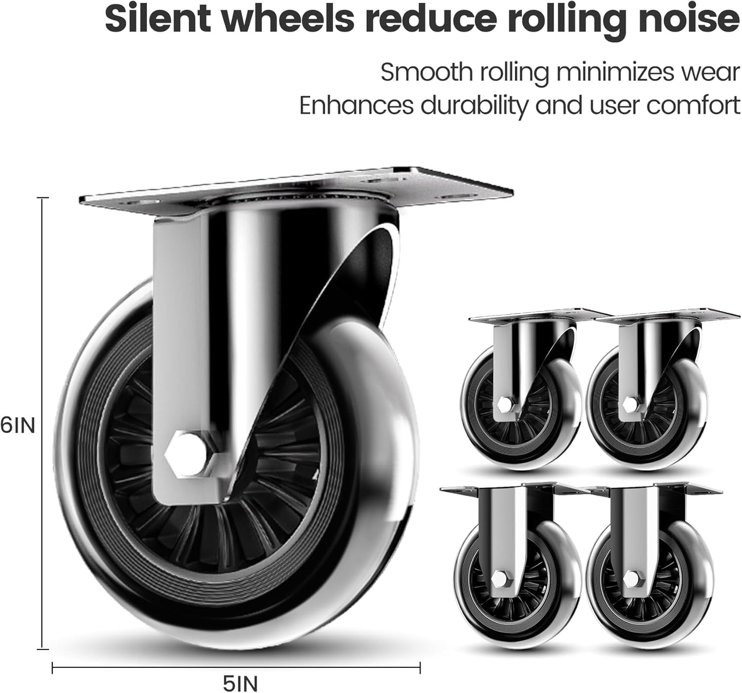 Upgraded Foldable Push Cart Dolly | 880 lbs.Capacity Moving Platform Hand Truck | Foldable for Easy Storage | 5'' PU 360 Degree Swivel Silent Wheel-Black