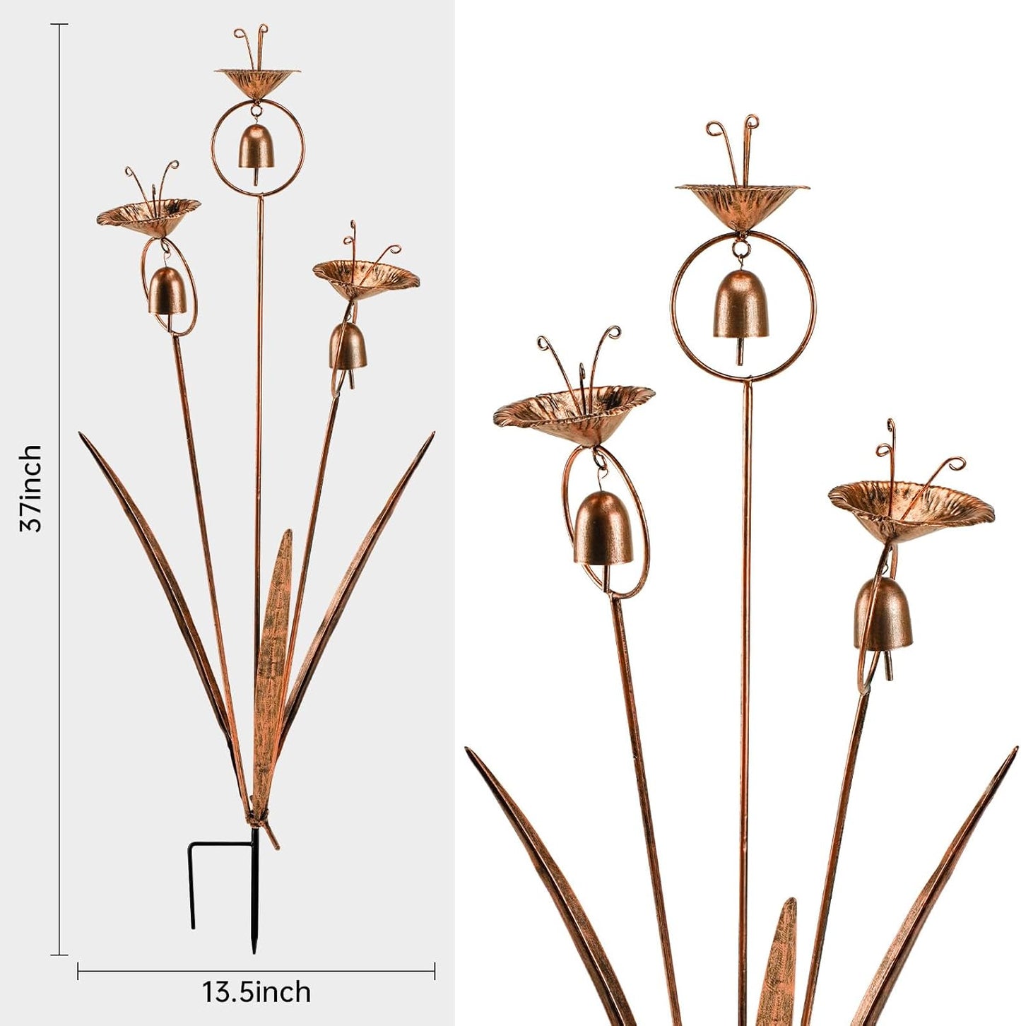 Gardens Metal Calla Lily Flowers with Bells for Outside Yard Art Metal Lilies Bronze