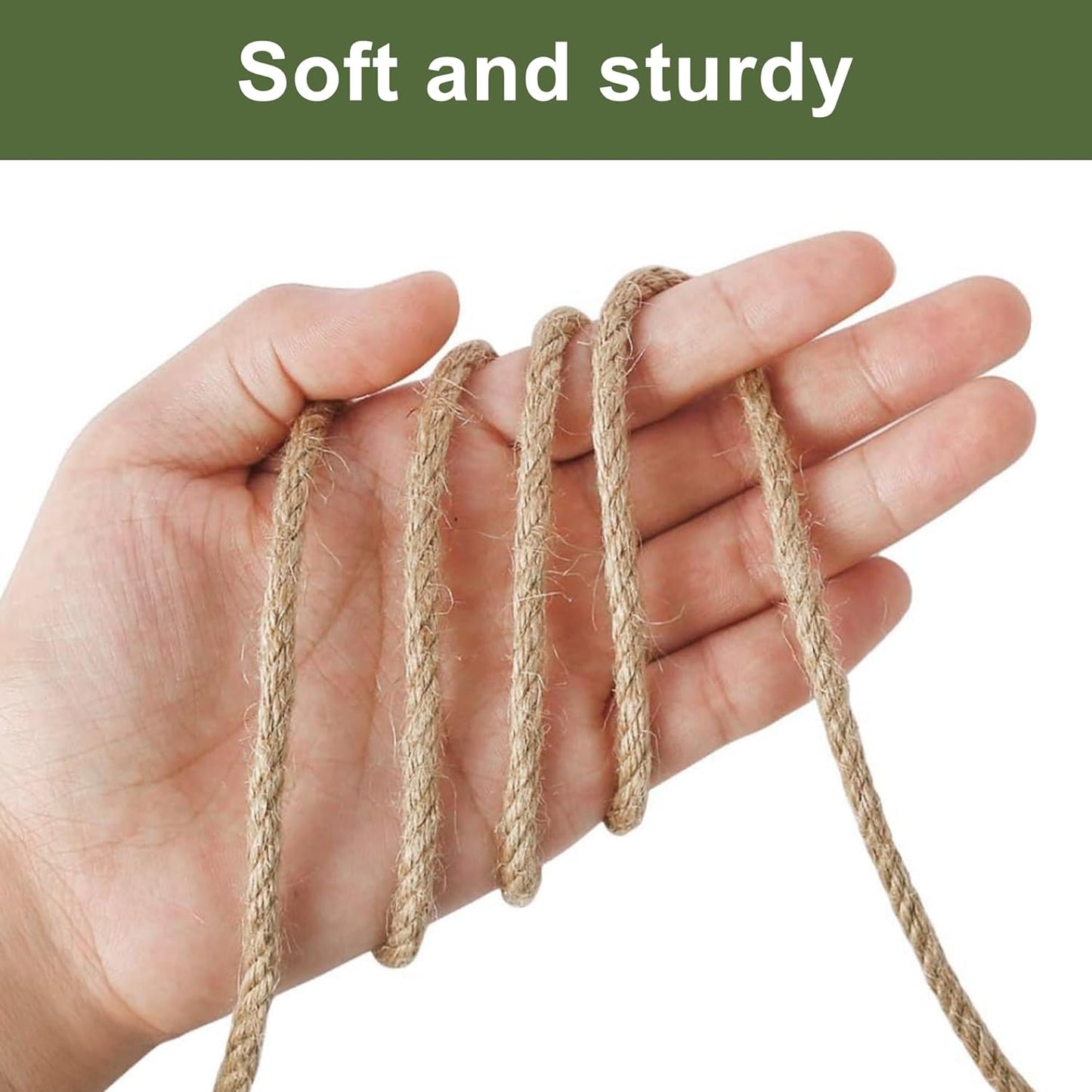 Natural Jute Twine 328ft 5mm,3Ply Twisted Thick Twine Rope Strong Jute String Roll for Crafts Gift Wrapping Gardening Home Decor Bundling Cat Scratching Post