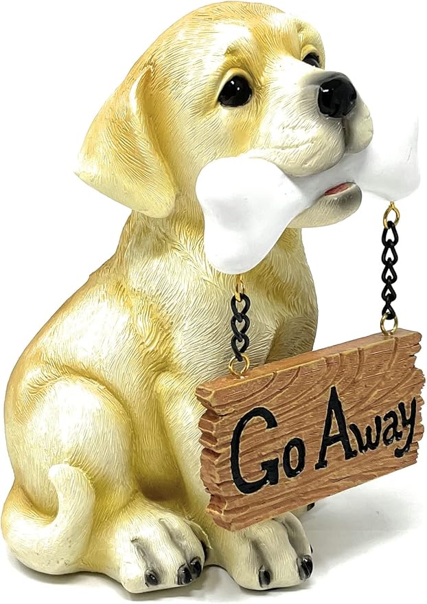 Nature's Mark Labrador Retriever Dog Puppy Statue with Welcome Sign Resin Garden Statue Decor 6.7" H