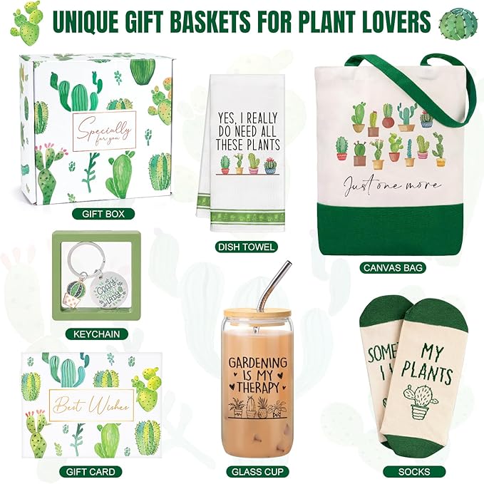 Plant Lover Gifts for Women,Succulent Cactus Ice Coffee Cup Gardening Gifts for Ladies With Crazy Plant Lady Keychain for Lover,Birthday/Friend/Christmas Gift