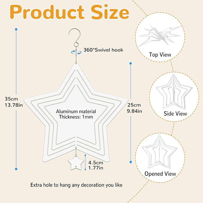 Sublimation Wind Spinner Blanks, 6 Pack 10 Inch 3D Aluminum Metal Hanging Wind Spinner Bulk for Garden Yard Outdoor, Window Porch Decoration for Heat Press Transfer DIY