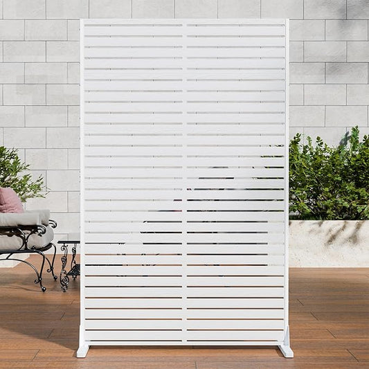 Privacy Screen Outdoor Freestanding Fence Panel, 72" H×47" W HDPE Decorative Screen Panel with Stand & 6 Panel, Air Conditioner Fence, Privacy Panels for Patio, Balcony, Garden, Backyard