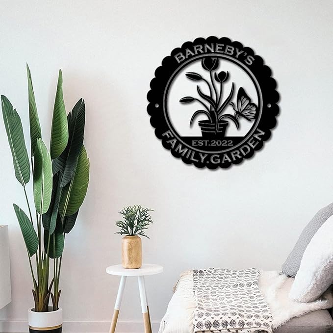 Custom Garden Metal Wall Art Personalized Garden Name Sign Yard Sign Decorative Outdoor Gardening Decor Gifts for Gardeners