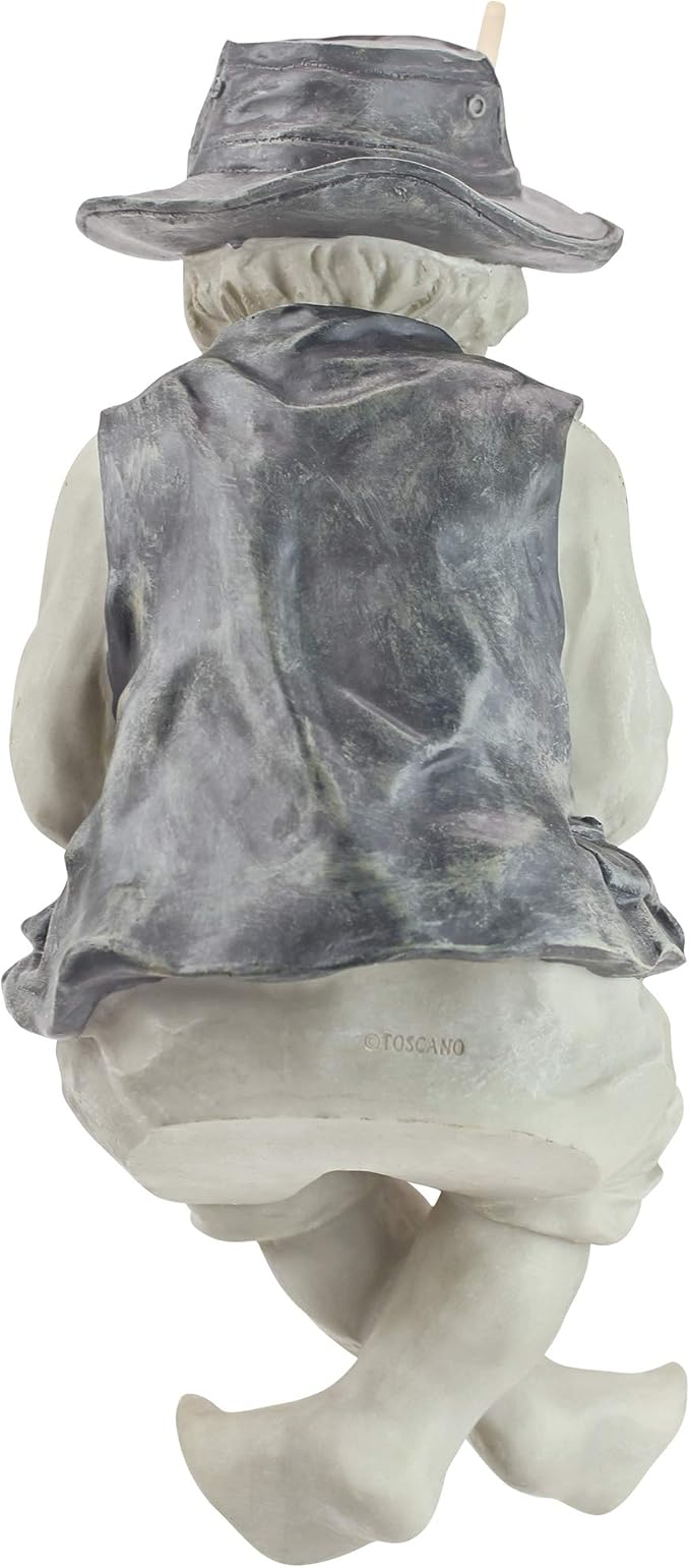 Design Toscano Frederic the Little Fisherman of Avignon Boy Fishing Garden Statue, 15 Inch Tall, Cast Stone Resin, Two Tone Stone Finish