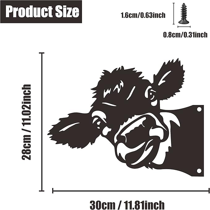Peeping Cow Metal Art Farm Garden Decor Garden Fence Decoration Outdoor Decoration for Farmhouse,Yard,Lawn
