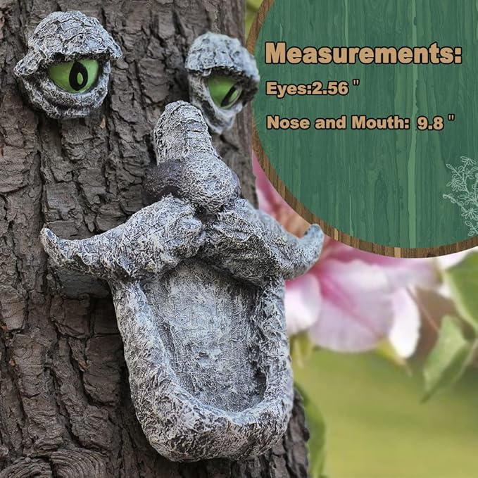 Tree Face Bird Feeder,Tree Faces Decor Outdoor,Old Man with Glowing Eyes in Dark,Wild Bird Feeder,Tree Yard Art Sculpture,Whimsical Garden Spring Decor