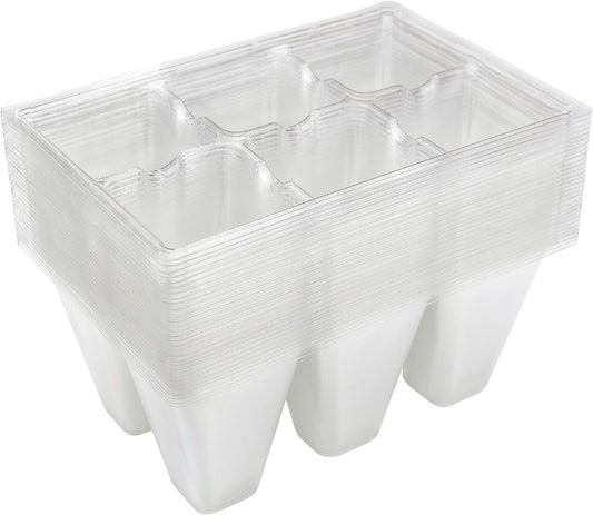 Gardzen 30 Pack 6-Cell Seed Starting Tray for Seedlings, Plant Starter Trays with Drainage Holes for Seed Germination, 5.4x3.7 inches, Clear