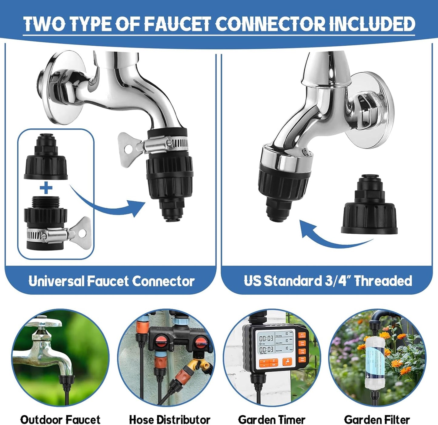 Kalolary 100Ft Misting Cooling System, Misters for Outside Patio with Water Filter, 100FT(30M) Misting Line, 30 Brass Mist Nozzles & 2 PE Adapters 3/4" Outdoor Mister for Backyard Garden Greenhouse