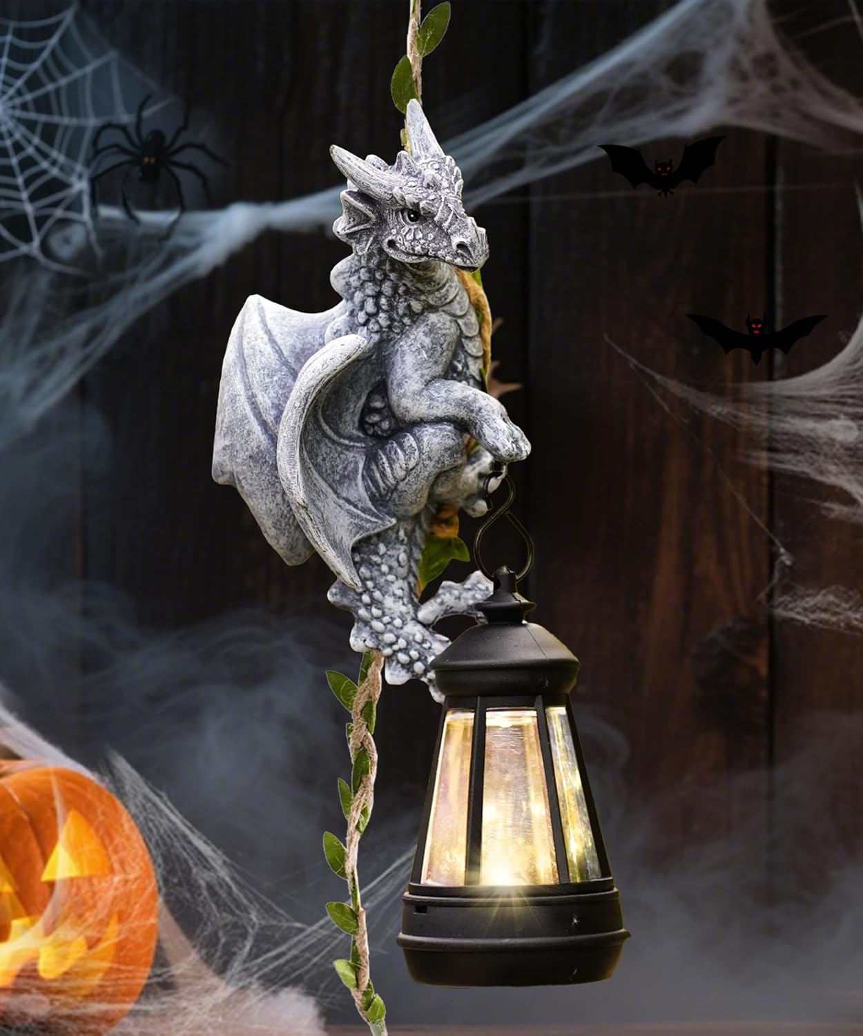 Dragon Outdoor Statue with Lantern: Resin Decor for Garden Patio Yard Wall Decoration - Ideal Gardening Gifts for Mom Grandma Women