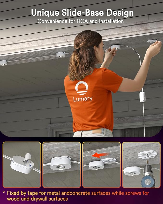 Lumary Permanent Outdoor Lights 2 with Remote for House, 200ft with 120 RGBAICW LEDs 7200lm for Home Daily & Accent Lighting, 110+ Scenes for Christmas Decor, IP67 Waterproof, Work with Alexa Google