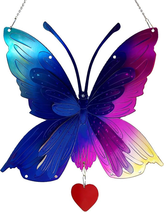 Butterfly Gifts for Women Mom Grandma,Stainless Steel Butterfly Outdoor Statues for Yard Art Ornaments Window Porch Patio Home House Wall Decorations - Birthday Gift for Mother's Day Christmas