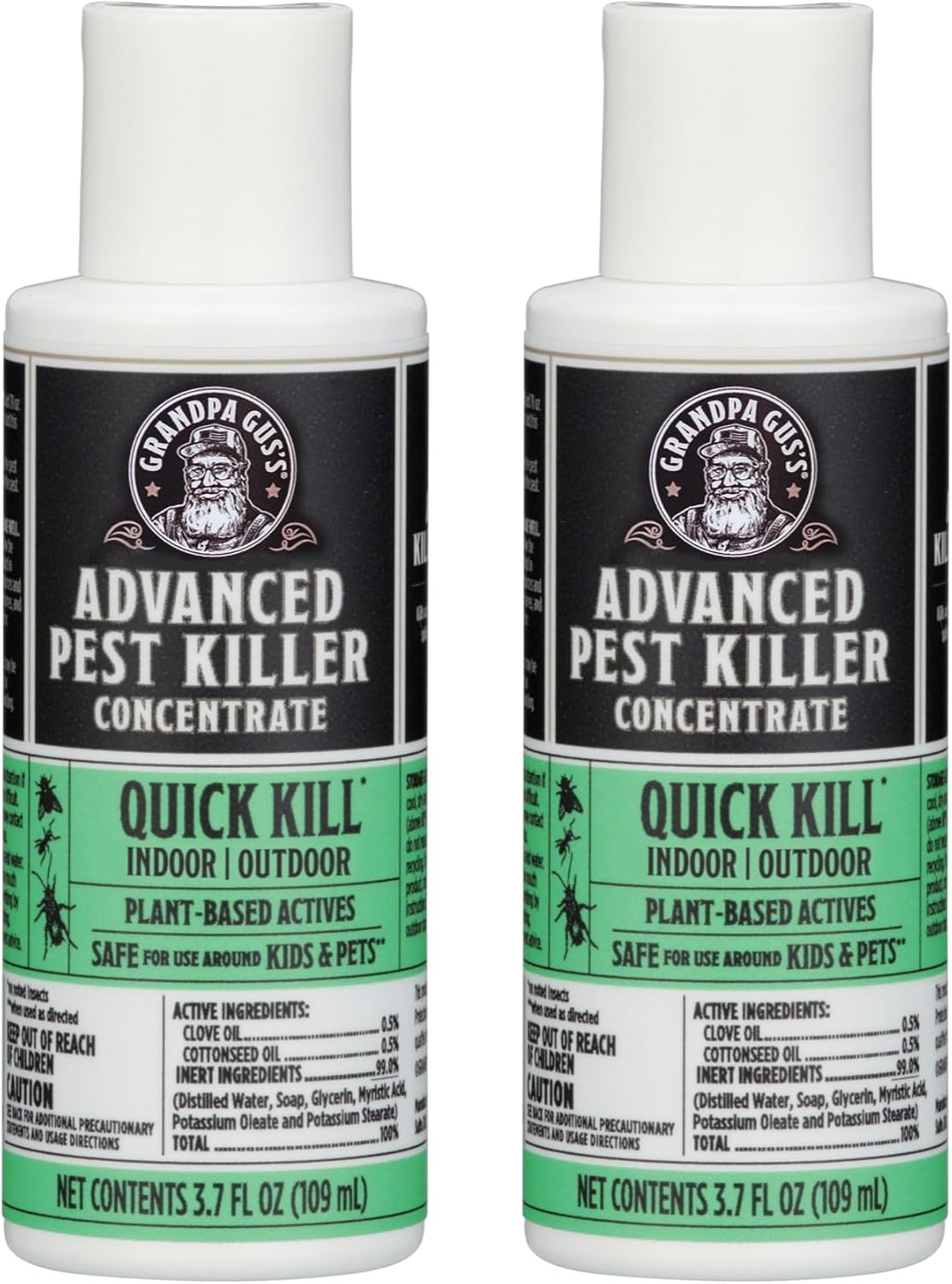Grandpa Gus's Advanced Natural Pest Control with Clove & Cottonseed Oil - Indoor/Outdoor Insect Killer for Spiders, Ants, Roaches, Earwigs, Bed Bugs & More, Pet-Friendly, Concentrate 2 Pack