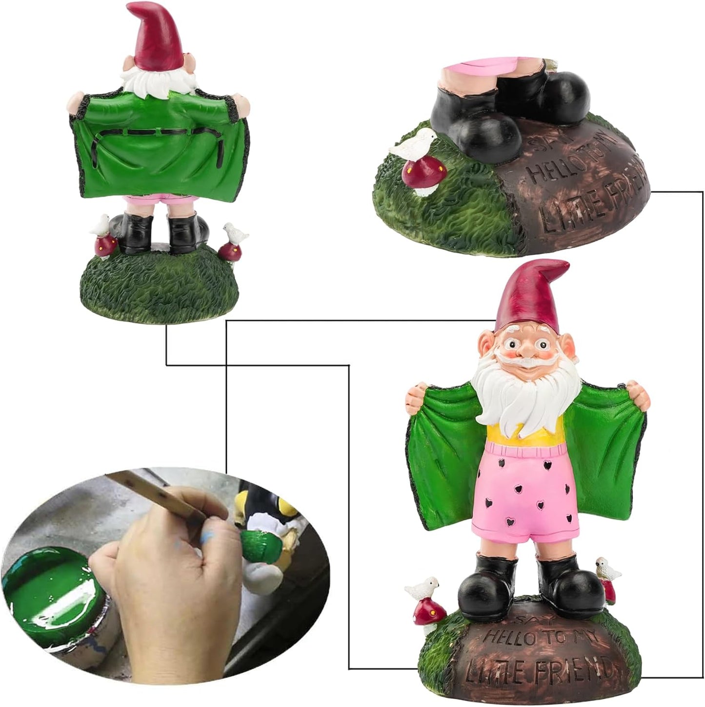 Garden Gnome Statue, Humor Gnome Decor, Animal Resin Sculptures, Statue Ornaments for Outdoor, Home Garden Decor Accents, Lawn Ornaments