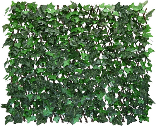 Expandable Fence Privacy Screen for Balcony Patio Outdoor,Decorative Faux Ivy Fencing Panel,Artificial Hedges (Single Sided Leaves) (2, Green-Ivy)