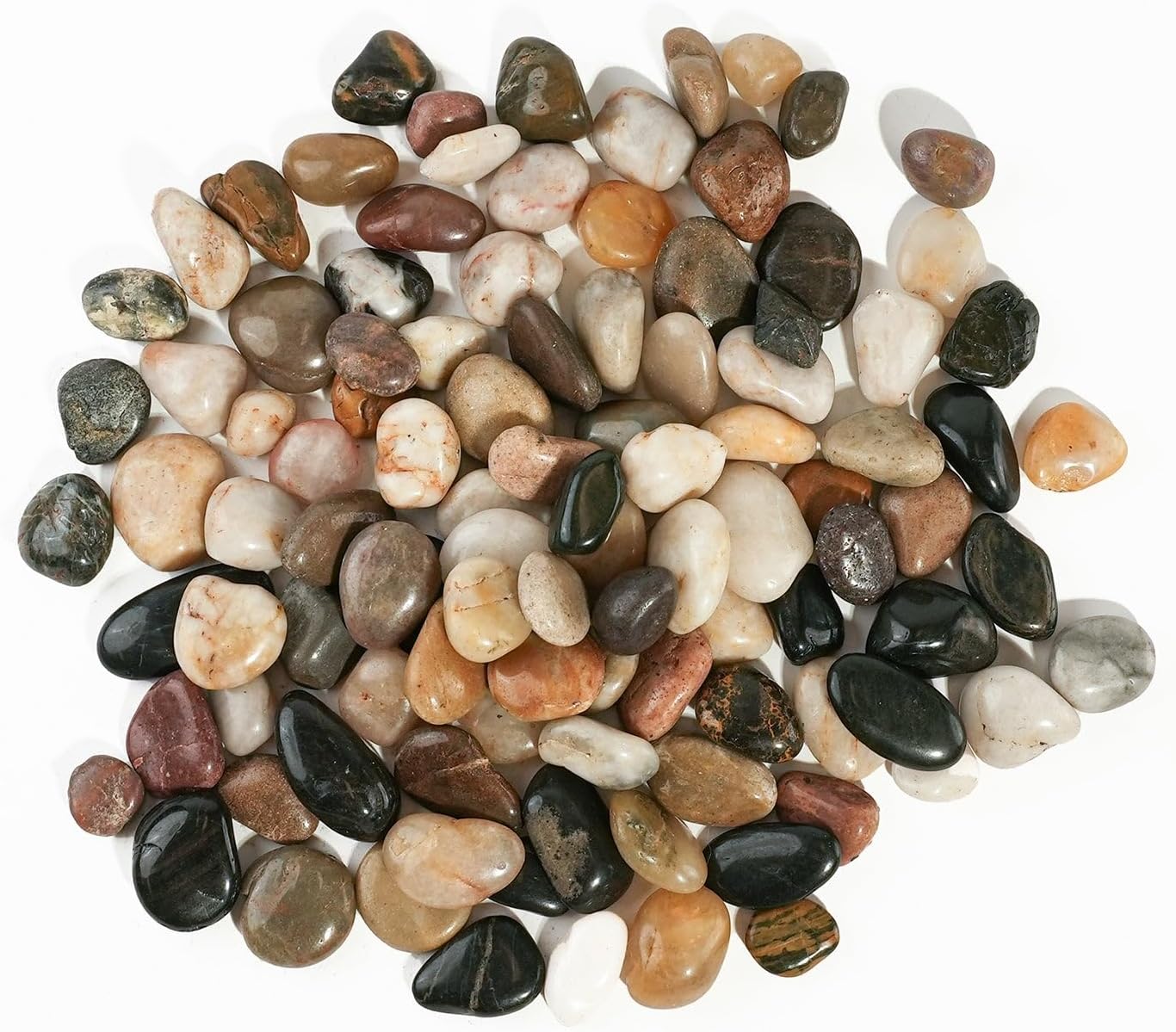 2 LBS River Rocks, StoneCreek, Decorative Garden Stones for Plant Landscaping, Polished Gravel Filler Pebbles for Home Decoration, Vases, Succulents, Flower Beds and Fish Tanks (Mixed Color, Medium)