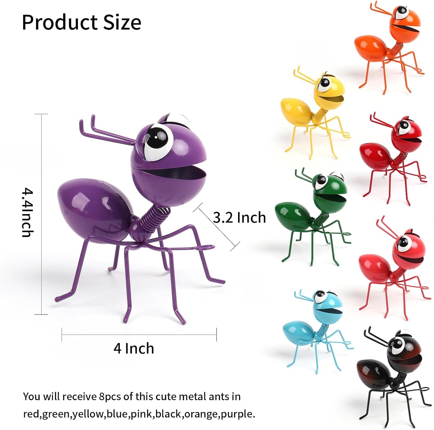 Metal Yard Art Garden Decor for Outside Cute Ants Yard Decorations Outdoor Lawn Ornaments Backyard Gifts for Mom - Set of 8