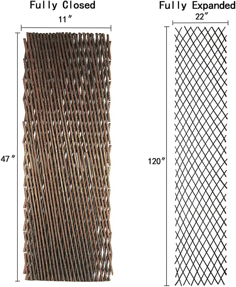 Natural Lattice Willow Trellis Fence for Climbing Plants,Expandable Garden Fence Wall Panel, Outdoor Decorative Wood Fence (4 Pieces)