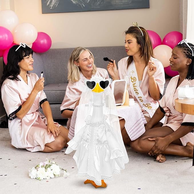 Bride Porch Goose Outfits Bride to Be Goose Outfits 23" Plastic or Cement Goose Decor Garden Yard Lawn Geese Costume for Wedding Bachelorette Party Bridal Shower Decor