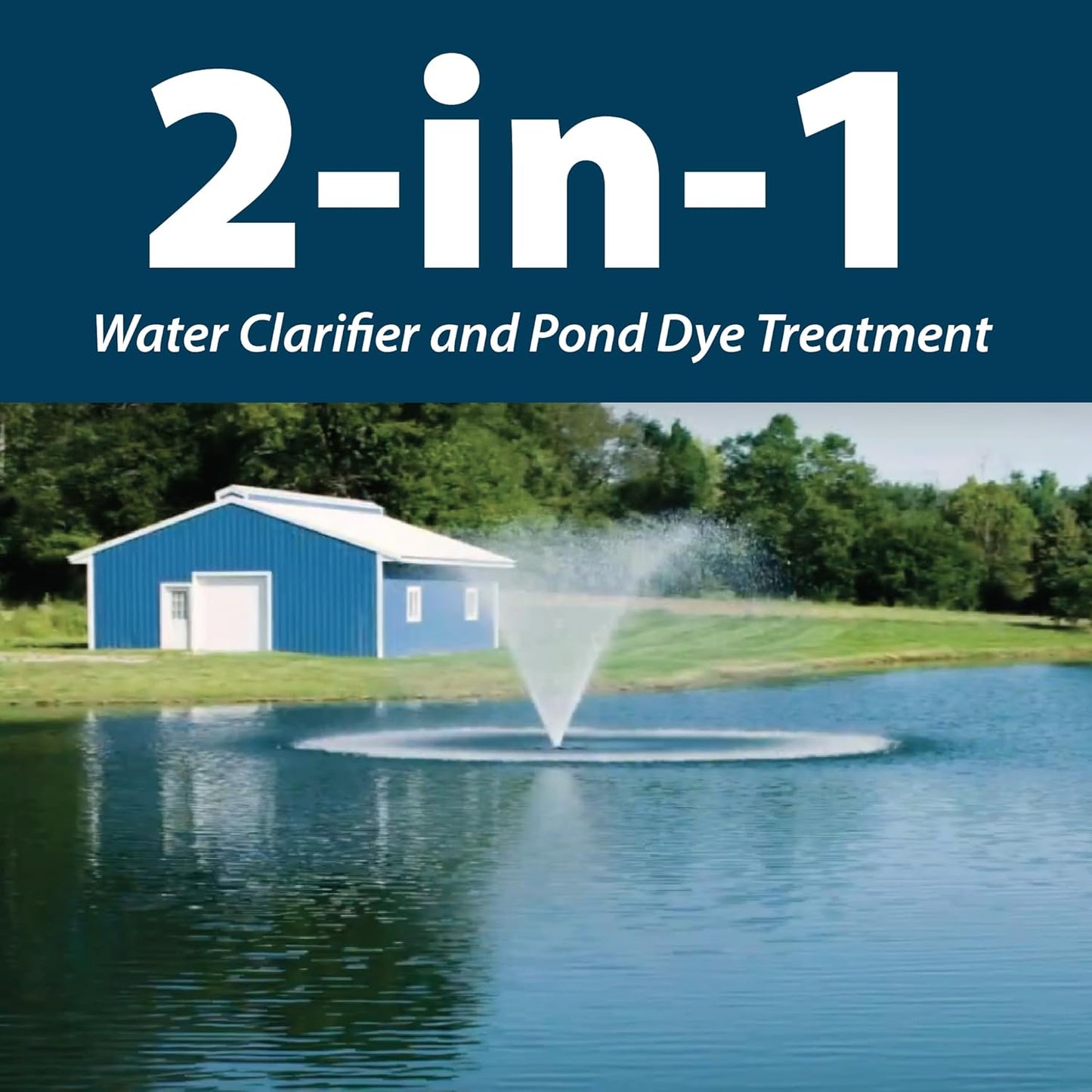 Airmax Pond Dye Plus, Nature's Blue Colorant & Natural Beneficial Bacteria, Large Pond & Lake Water Clarifier & Color Treatment, Shade Plants & Algae from Sunlight, Fish & Livestock Safe, 1 Gallon