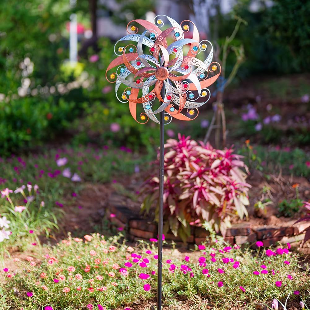 DREAMYSOUL Large Wind Spinner Outdoor, 20 Inches Dia Vintage Metal Windmills, Kinetic Wind Spinners & Sculpture for Yard and Garden