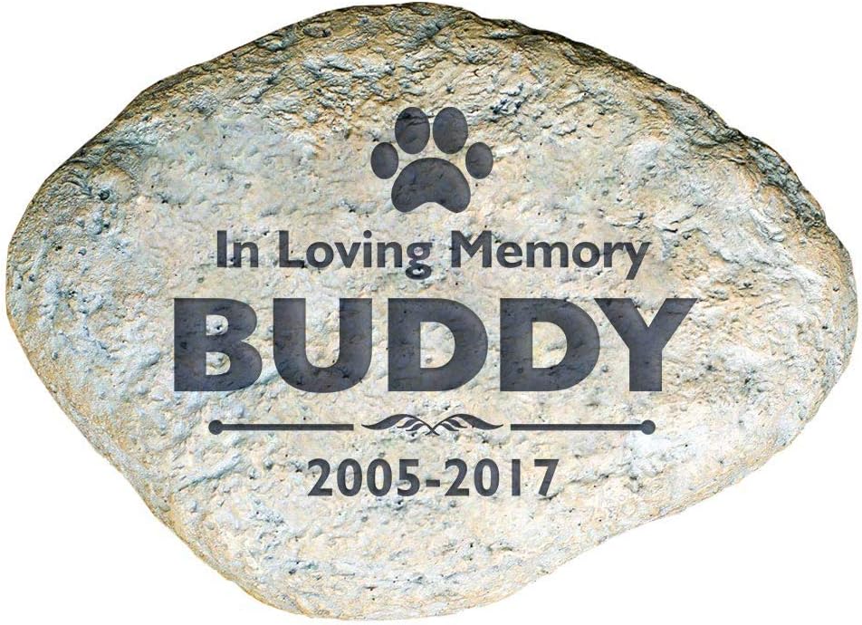 GiftsForYouNow Engraved Personalized Pet Memorial Garden Stone, 11.5" W, Durable, Waterproof, Indoor/Outdoor, Pet Sympathy Gift, Custom Dog Headstone