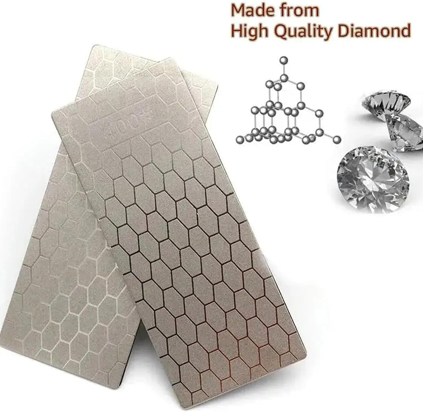 Diamond Sharpening Stone Set, 4 Pcs Diamond Lapping Plate Coarse/Medium/Fine Grit Sharpener, 400/600/1200/2500 Grit，Perfect Assistance Sharpener Angle Guide