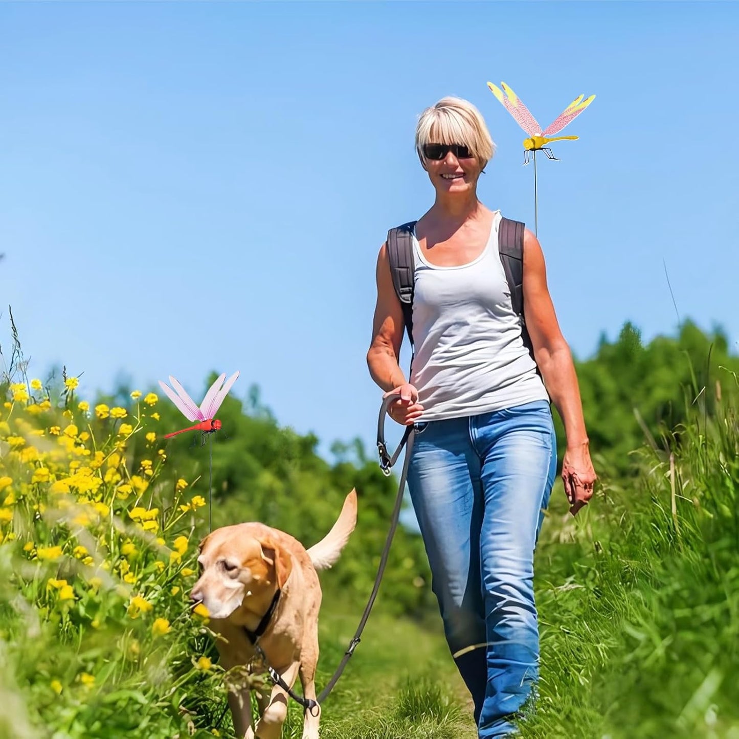 Jongdari 8pcs Dragonfly Hat Clip Realistic Fake Dragonflies Clip-On Garden Outdoor Decor Stakes Plastic Dragon Fly Clips Plant Decorations for Pot