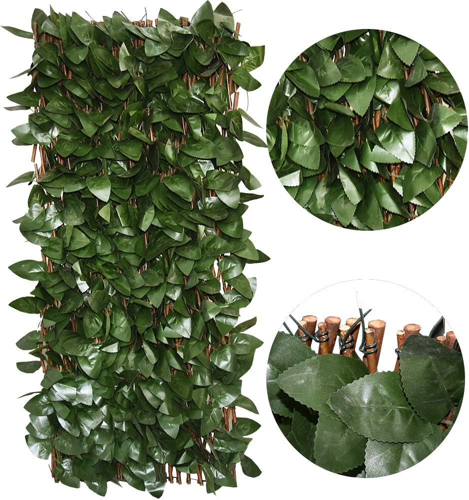 Expandable Fence Privacy Screen for Balcony Patio Outdoor,Decorative Faux Ivy Fencing Panel,Artificial Hedges (Single Sided Leaves)